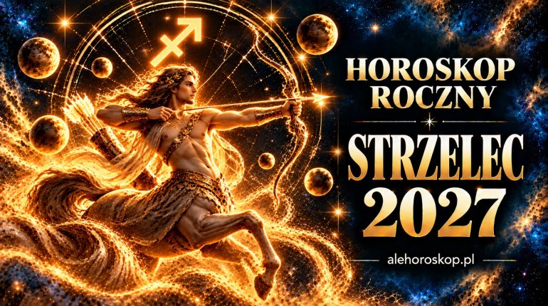 Horoskop roczny Strzelec 2027 – centaur z łukiem i symbol Strzelca