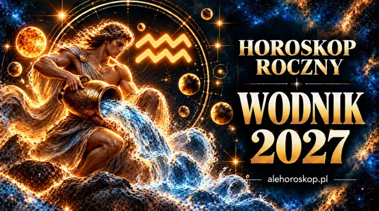 Horoskop roczny Wodnik 2027 – postać wylewająca wodę i symbol Wodnika