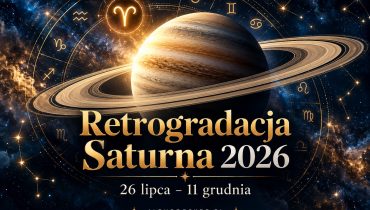 Retrogradacja Saturna 2026 – planeta Saturn z pierścieniami na tle kosmosu i symboli astrologicznych