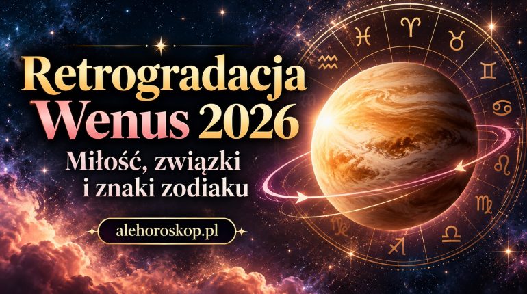 Retrogradacja Wenus 2026 – planeta Wenus na tle gwiazd i symboli astrologicznych